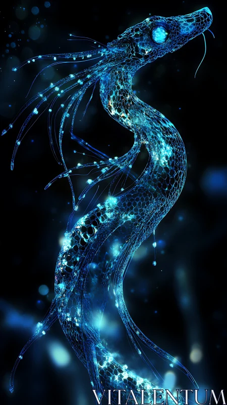 Luminous starlit dragon drifting through a midnight tide.