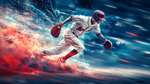 Baseball comet runner shreds the field in neon storm speed