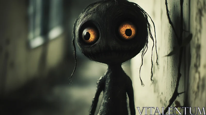 Little midnight watcher with big curious golden eyes.