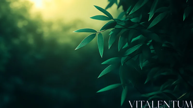 Sunlit Green Leaves in Soft Focus Nature Photography.