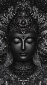 Midnight bodhisattva crowned in storm-blooming filigree.