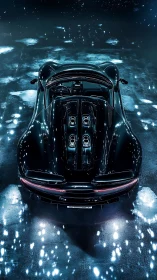 Futuristic hypercar rendered in high-gloss nocturnal lighting study