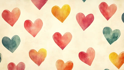 Colorful Watercolor Hearts Fill This Joyful Canvas