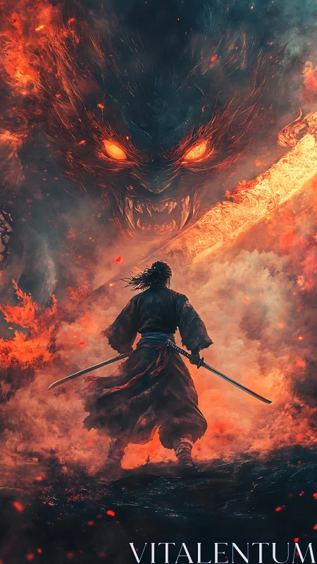 Lone warrior meets fiery demon in a storm of blazing fate.