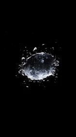 Celestial water crater blooms against the infinite black void.