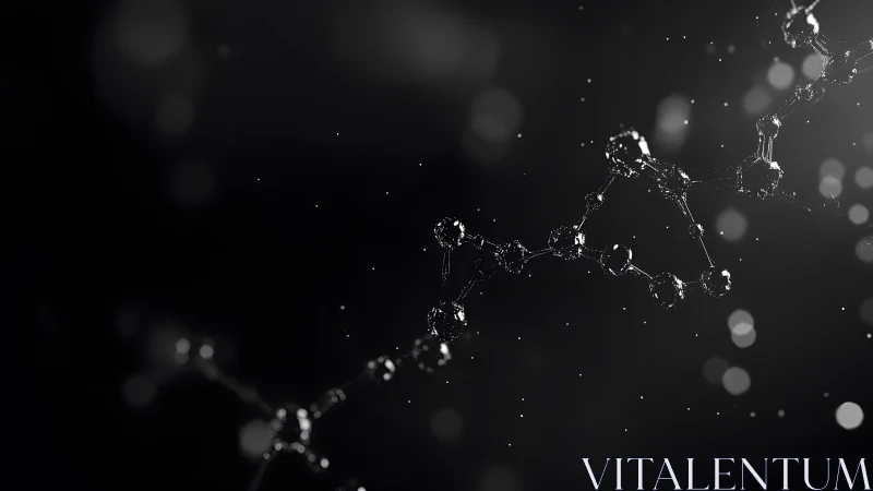 Abstract Molecular Structure in Monochrome Digital Art Style.