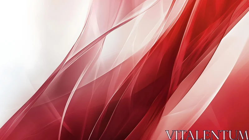 Elegant Abstract Red and White Flowing Lines Digital Art.