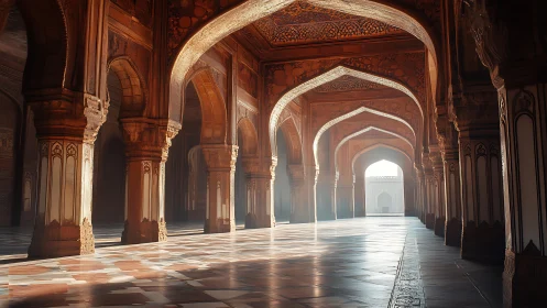 Sunlit arches quietly choreograph marble and shadow