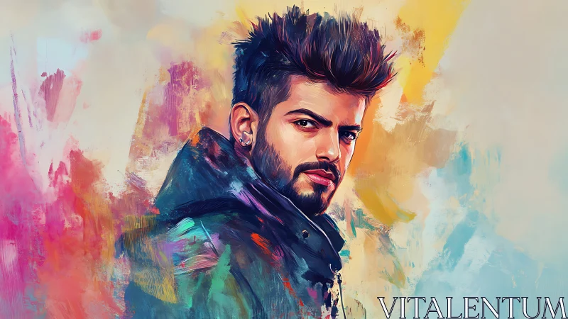 Color-swept urban portrait of a brooding modern wanderer.