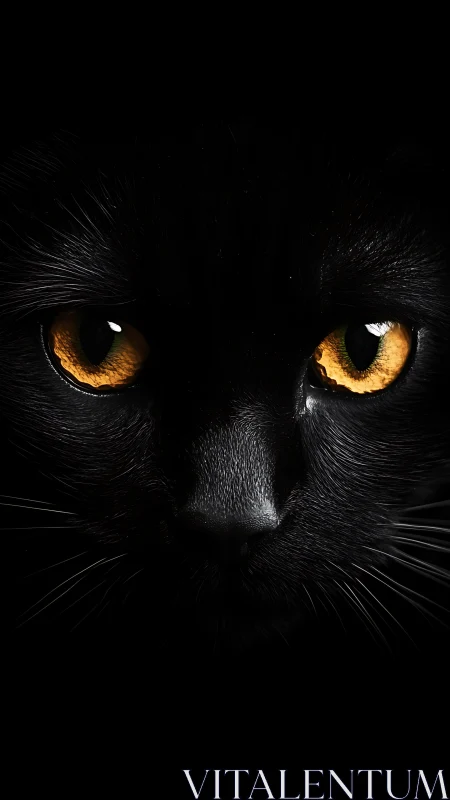Golden-Eyed Phantom: A Black Cat's Hypnotic Gaze.