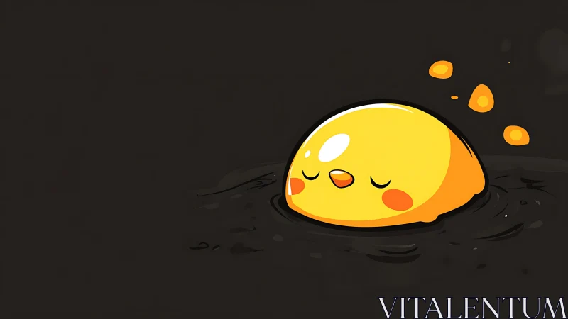 Sunny little slime chick naps softly in inky darkness