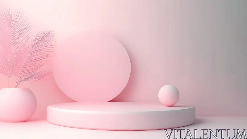 Monochrome pink 3D podium scene with soft diffused global lighting