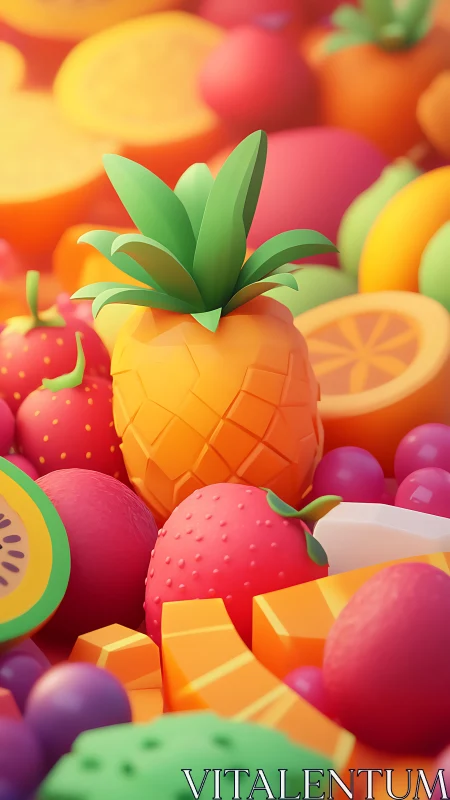 Tiny pineapple crowns a candy-bright kingdom of fruit shapes