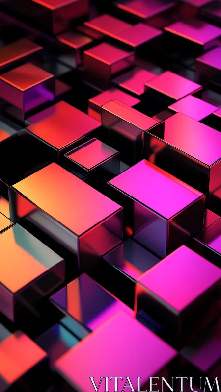 Neon prism blocks drift through a chromatic digital skyline.