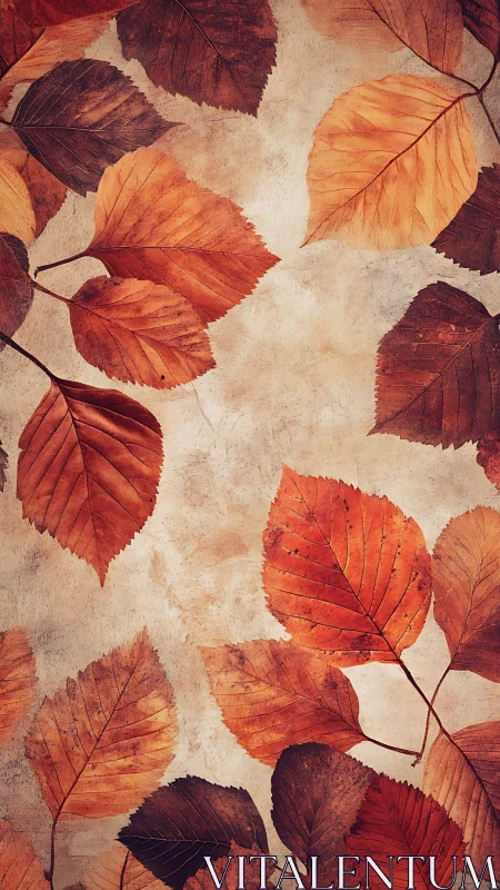 Gentle autumn leaves drifting across a rustic canvas.