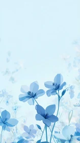 Blue flowers with soft gradient background and translucent petals.