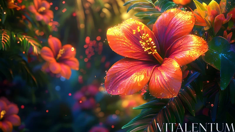 Luminescent Tropical Bloom: Chromatic Rendering with Radiant Petal Architecture.