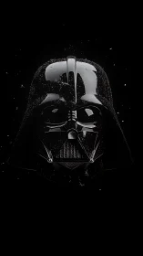 Black sci fi helmet front view on dark background.