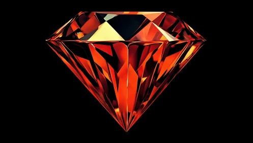 Crimson gemstone prism glows with razor-cut geometry.