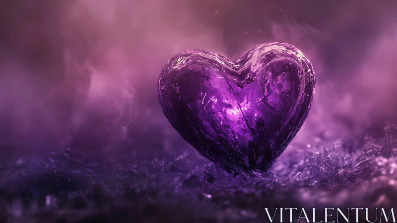 Crystalline Heart Blooms Through Violet Mist.
