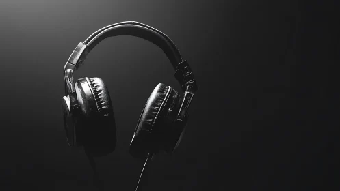 Studio-grade circumaural headphones in low-key specular lighting.