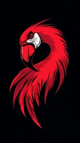 Flamingo crest logo in red vector plume silhouette design.