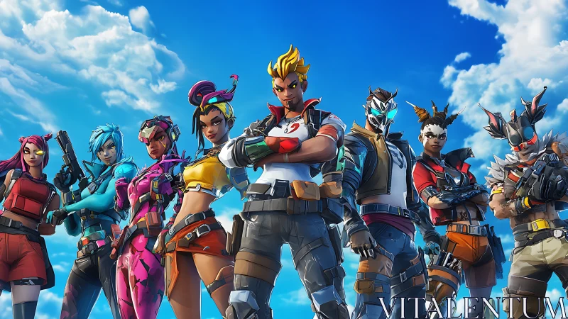 Neon squad locks arms with the sky, ready to rewrite battle rules