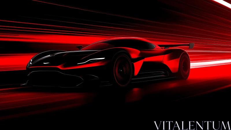 Crimson hypercar slicing through a tunnel of pure speed.