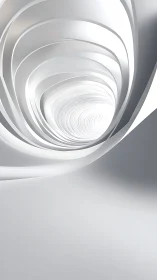 Silver spiral passageway curls into luminous infinity glow.