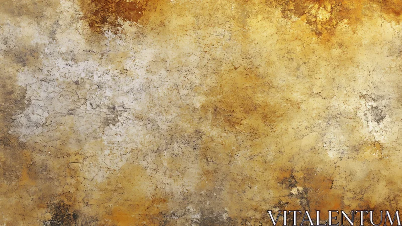 Aged ochre plaster wall with cracked patina and mottled decay
