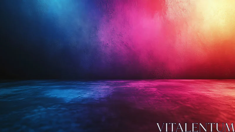 Chromatic gradient studio backdrop with textured concrete floor.