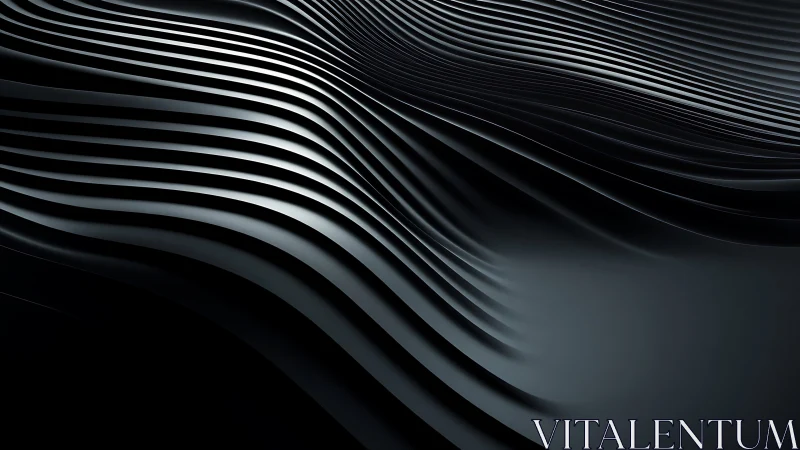 Parametric dark surface with laminar metallic wave strata.