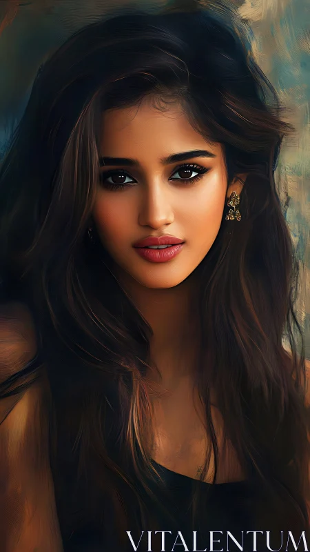 Digital portrait shows young woman with long dark hair