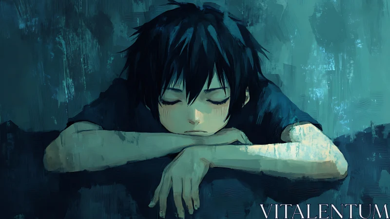 Quiet blue afternoon with a sleepy, thoughtful dreamer.