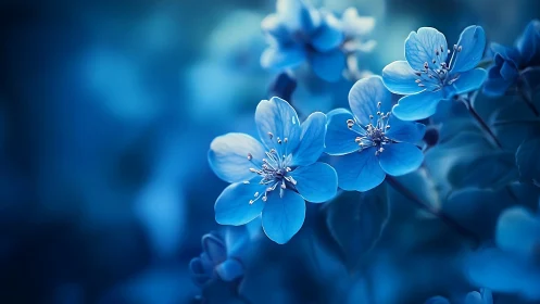 Blue Flowers in Soft Focus Macro Perspective.