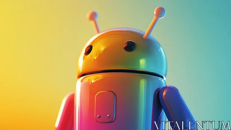 Color-saturated android robot under soft gradient light.