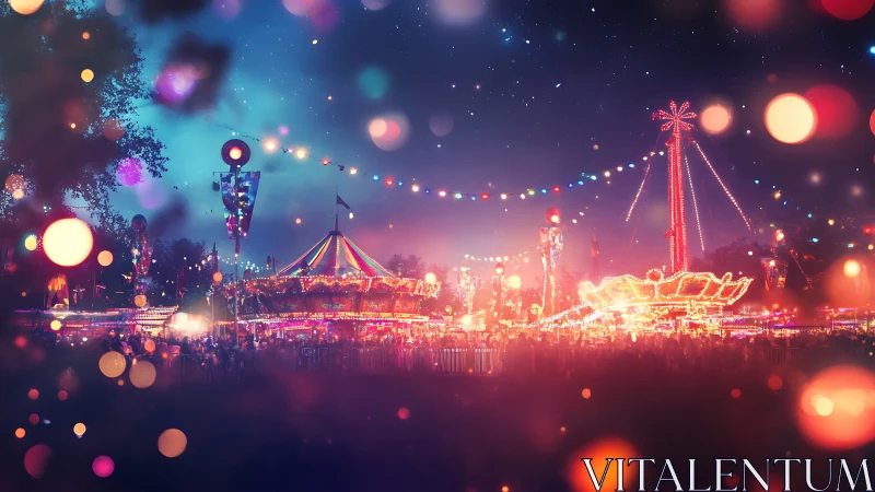 Midnight carnival galaxies swirl beneath string-lit skies