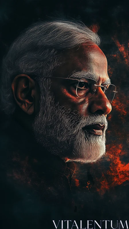 High-contrast digital portrait with dramatic rim lighting profile.