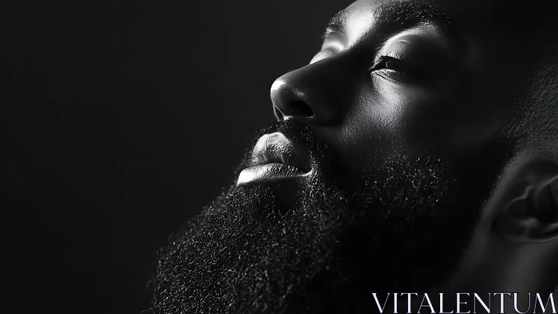 Midnight beard reverie in sculpted monochrome light.