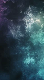 Nebulous teal and violet cosmic turbulence digital artwork.