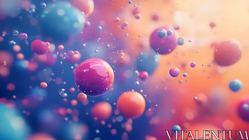 Vibrant Abstract Spheres Floating in a Colorful Dreamlike Space.