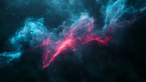 Bicolor nebula cloud glows against deep cosmic void