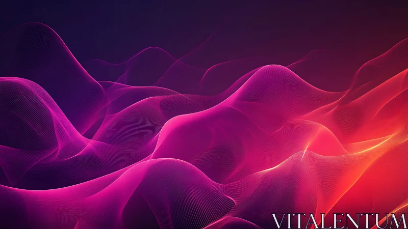 Parametric neon wavefields form layered luminous contour surfaces