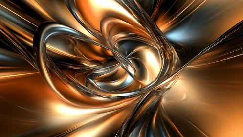 Metallic Abstract Swirl in Warm Bronze and Silver Tones.