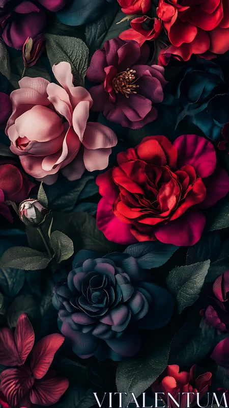 Garden of Velvet Dreams Blooms Against Twilight Shadows