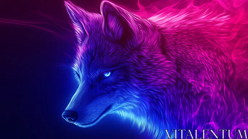 Neon-lit wolf profile rendered in high-contrast gradient lighting