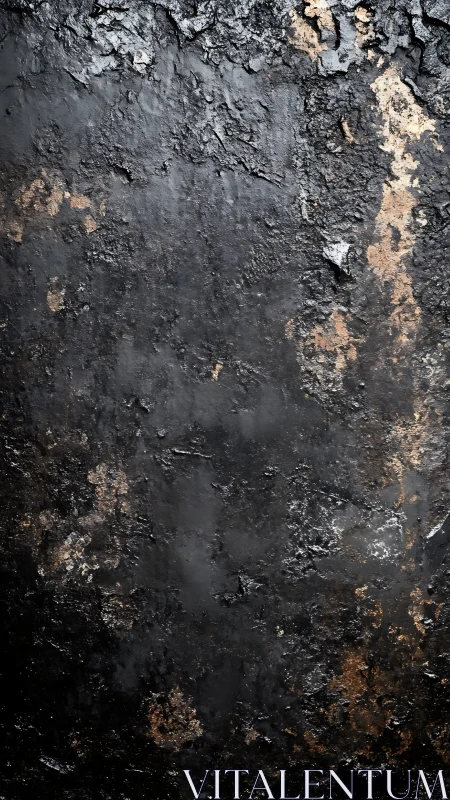 Charred metallic surface shows layered oxidation and flaking residue