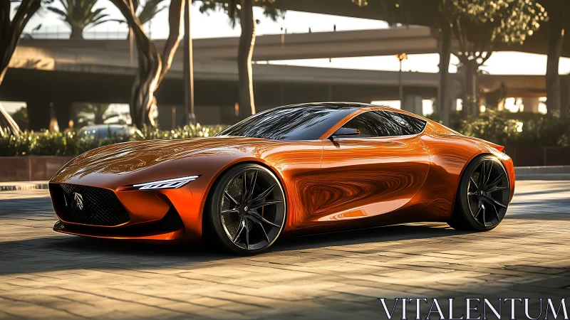 Low-slung orange supercar concept with sculpted aero bodywork