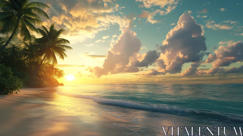 Digital render shows tropical shoreline at low sun angle