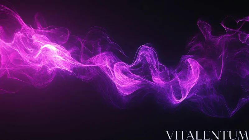 Neon pink light trails form fluid wave shapes on black